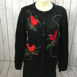 Marisa Christina embroidered embellished knit jacket cardigan button down
